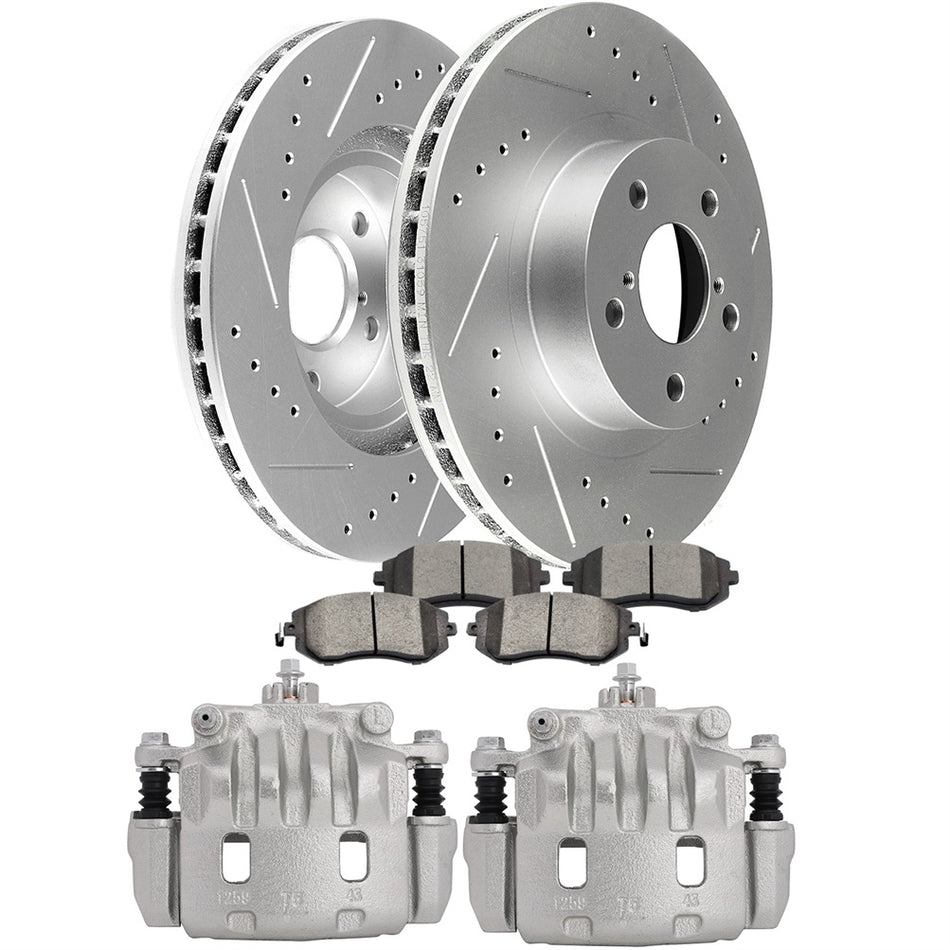 Front Brake Calipers And Brake Rotors Ceramic Pad For 2005-2006 Saab 9-2X