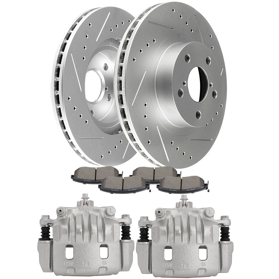 Front Brake Calipers And Brake Rotors Ceramic Pad For 2011-2016 Subaru Impreza
