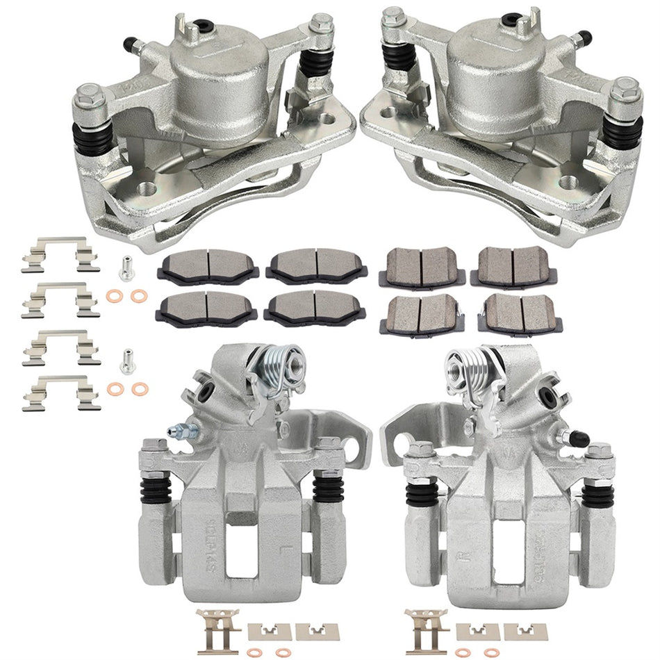 Front and Rear Brake Calipers And Brake Ceramic Pads For 2006-2010 Honda Civic