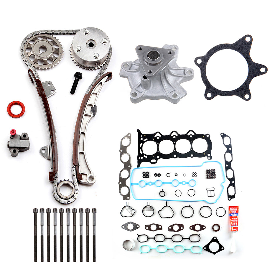 Head Gasket Bolts Set Timing Chain Kit Water Pump For 07-12 Toyota Yaris 1.5L 839840