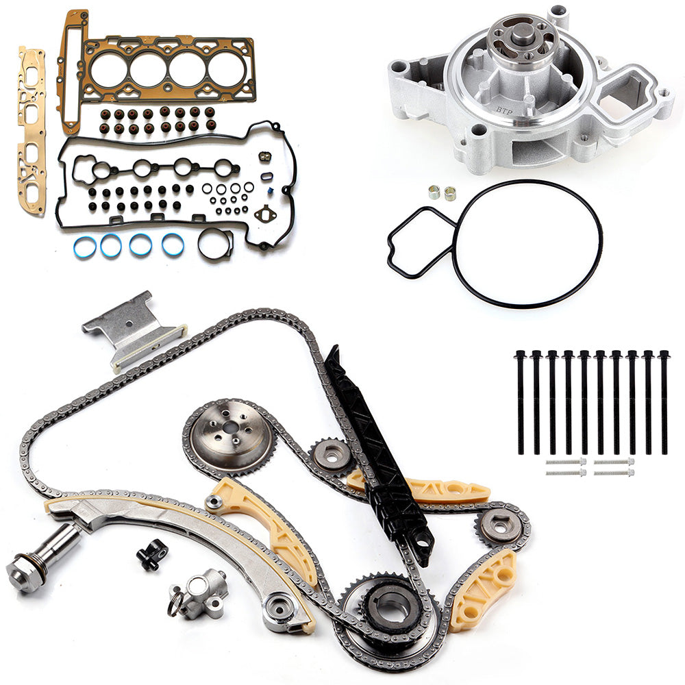Head Gasket Bolts Set Timing Chain Kit Water Pump Fits 07-09 Saturn Sky 2.4L 839983 Only for Auto