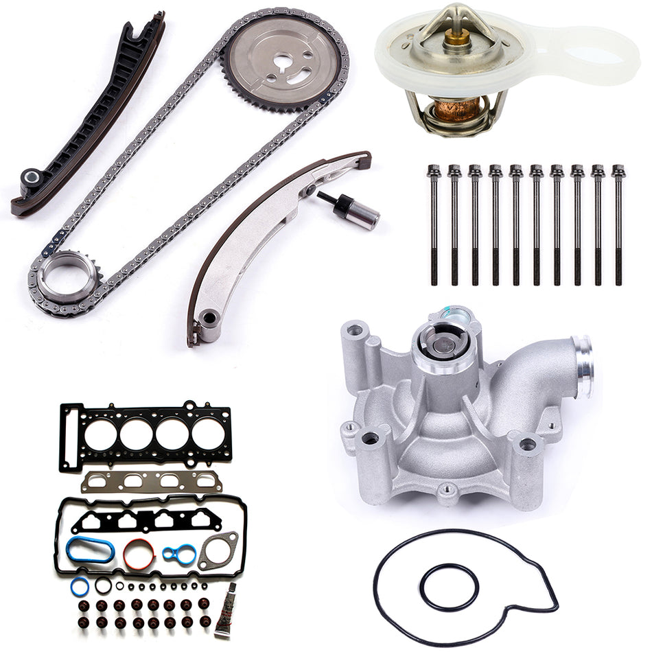 Head Gasket Bolts Set Timing Chain Kit Water Pump for Mini Cooper Thermostat 840010