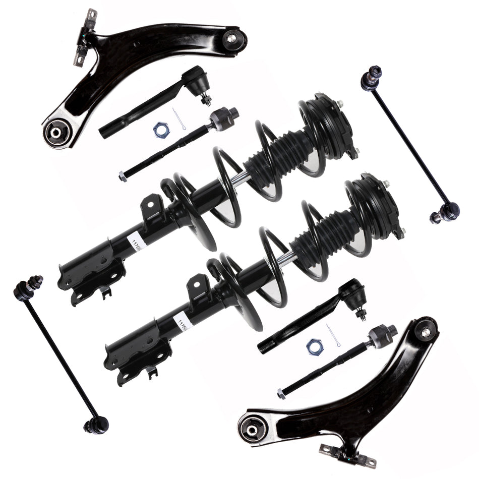 For 2008 2009 2010 2011 Nissan Rogue Front Struts & Lower Control Arms & Tie Rod