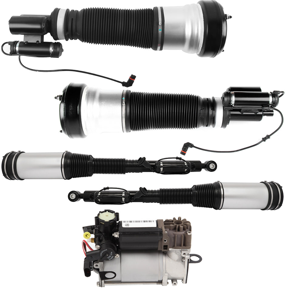 5PCS Front Rear Suspension Shock Air Compressor For Benz 4Matic W220 S430 S500