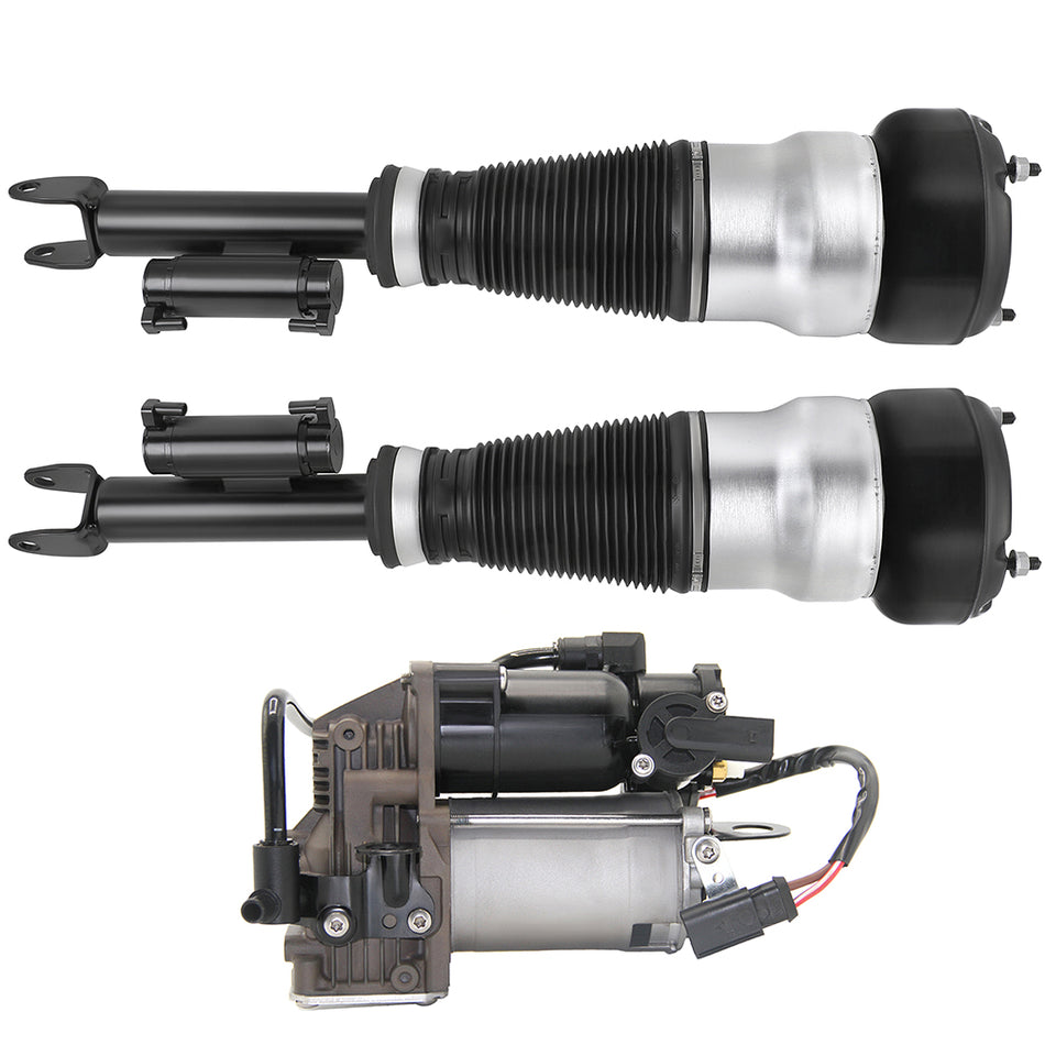 3PCS Front Air Suspension Shock & Compressor For Mercedes W222 RWD S550 S63 S65