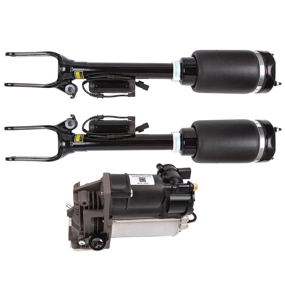 Pair Front Air Suspension Shock & Compressor For Mercedes withX164 GL320 GL350 450