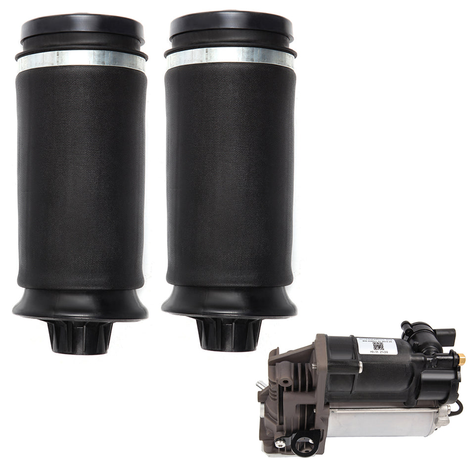 2PCS Rear Suspension Spring Bags Compressor Pump For Mercedes X164 GL350 GL450