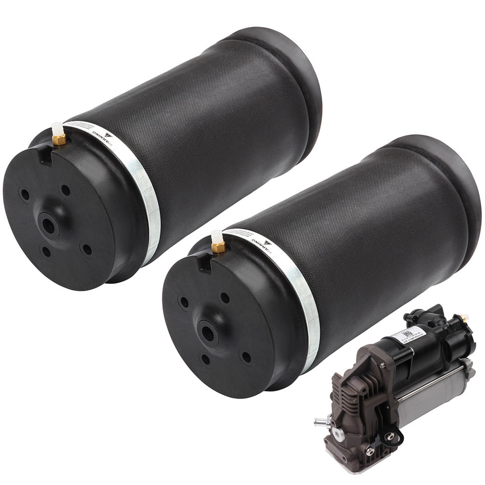 3PCS Rear Suspension Spring Bag Air Compressor For Mercedes W251 R500 R550 R63