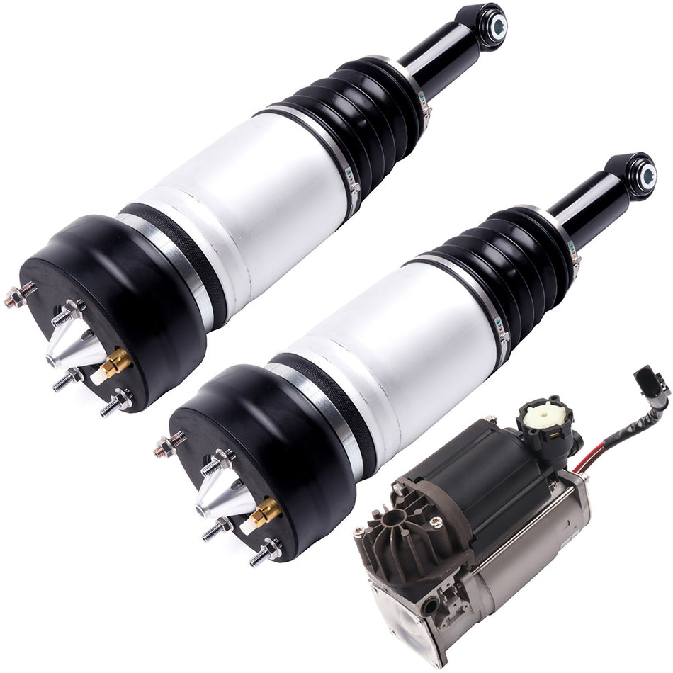 3PCS Rear Air Suspension Shock + Compressor For Jaguar XJ XJ8 XJR V8 2004-2010