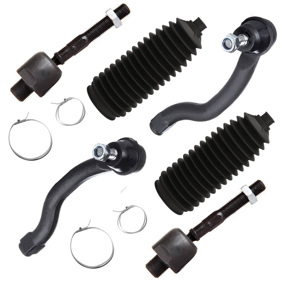 6x Fits 2008-2012 Honda Accord Front Inner Outer Tie Rod End Link Steering Kit