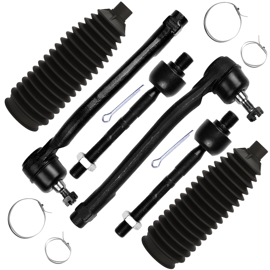 6Pcs Fit For 2007-2013 Hyundai Elantra Kia Forte Front Inner Outer Tie Rod End