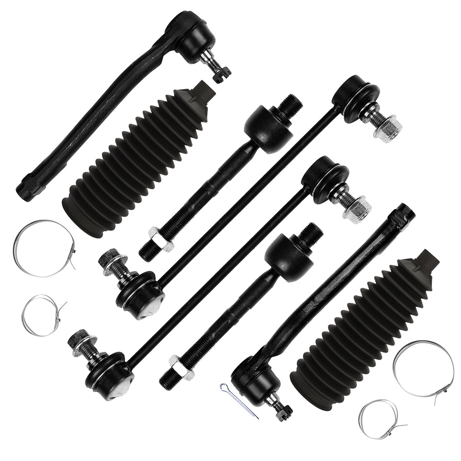 For 10-13 Kia Forte Front Steering 8x Rack and Pinion Bellow Sway Bar End Links