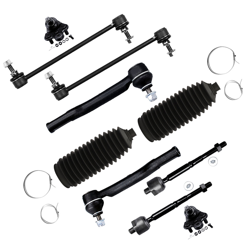 10x Fits 2007-2012 Nissan Versa 8PCS Front Tie Rods Ball Joints Sway Bars Kit