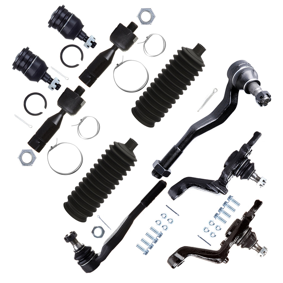 10Pcs Front Lower Upper Ball Joints Tie Rod Fit For 1995-2004 Toyota Tacoma 4WD