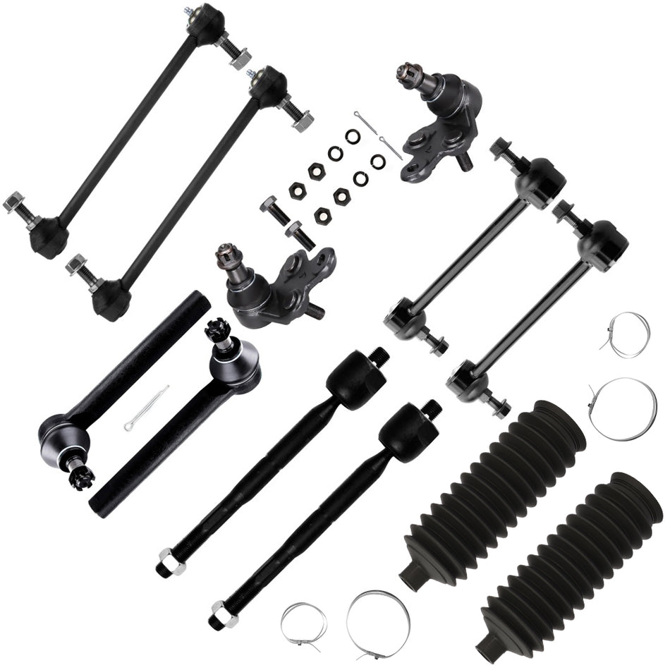12Pcs Fit For 2004-2006 Lexus RX330 Front Lower Ball Joints Sway Bar Tie Rod End