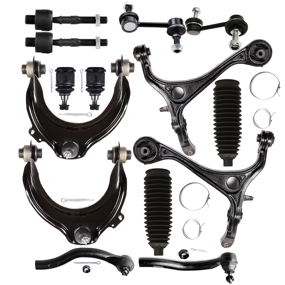 14x Fits 2003-2007 Honda Accord Front Lower Upper Control Arms Tie Rod End Kit