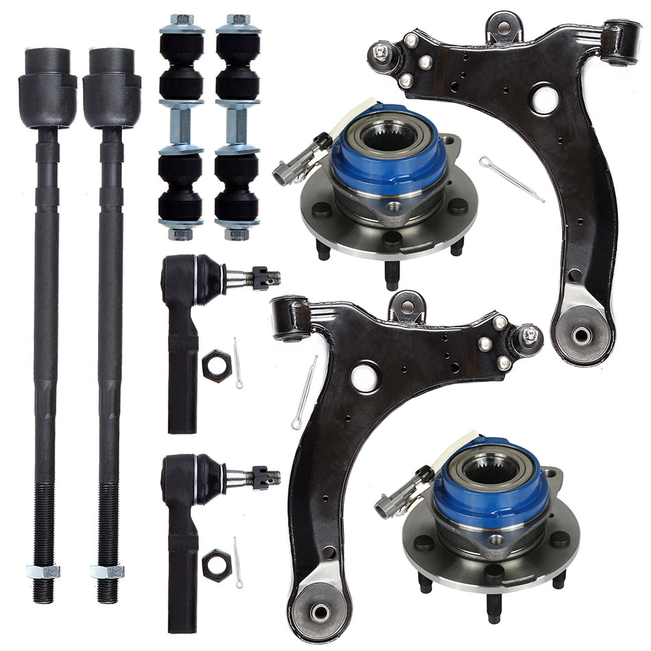10Pcs Front Control Arm Ball Joint Tie Rod End For 1997-2003 Pontiac Grand Prix
