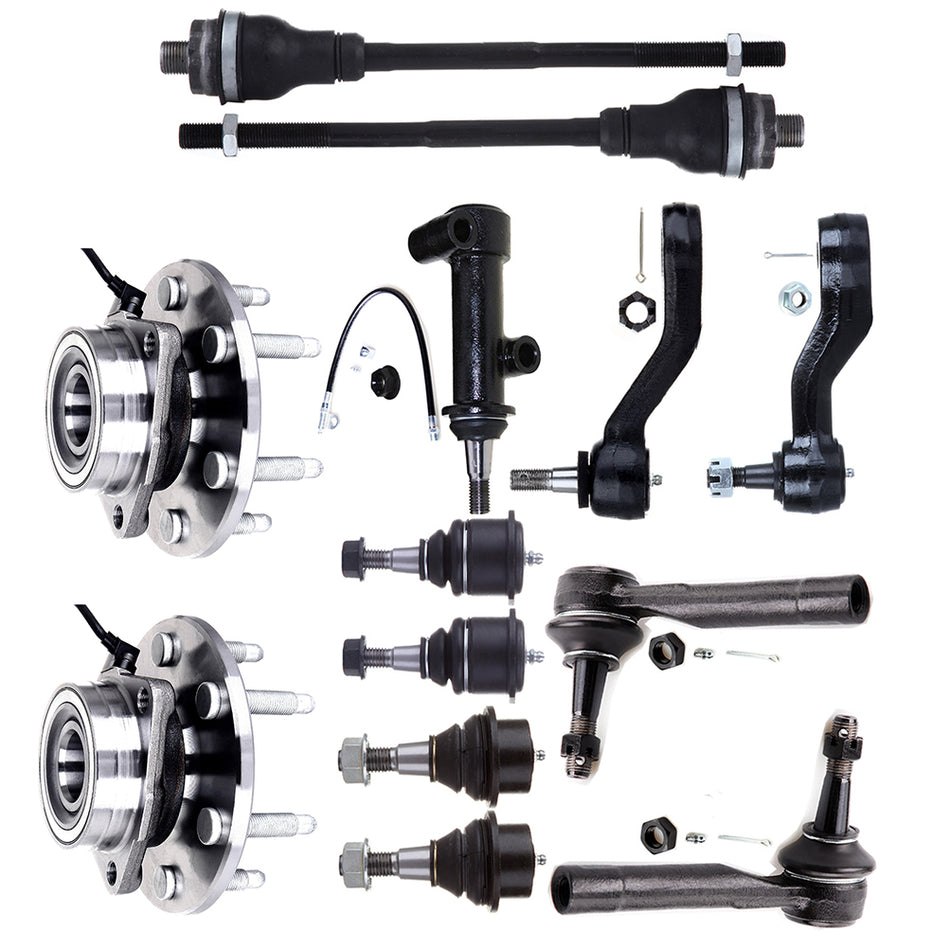 Front Tie Rod Ends Idler Arms Wheel Hub Bearings For 1999-2006 GMC Sierra 1500