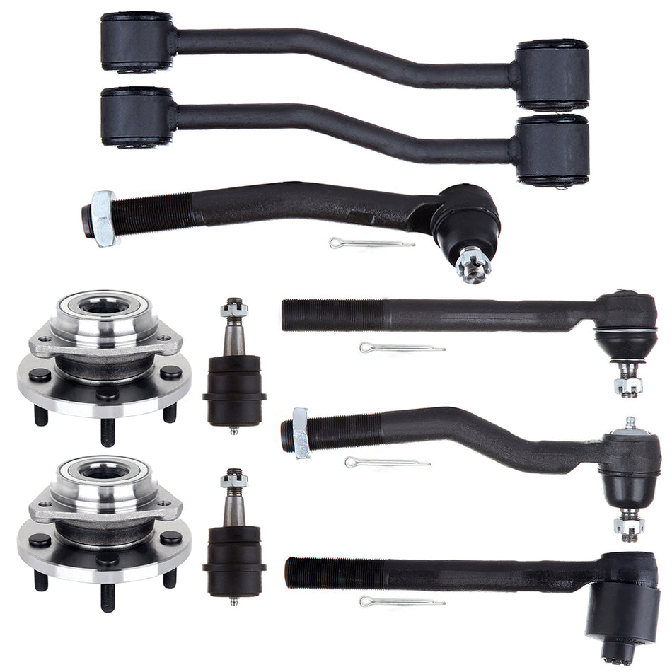 10pc Tie Rod Ends Sway Bars Wheel Hub Bearings For 1999-2004 Jeep Grand Cherokee