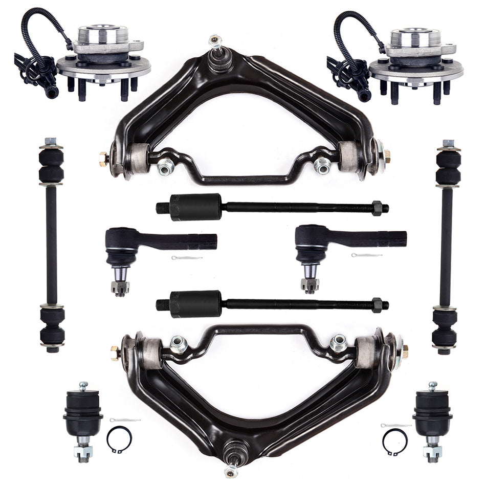 12 Pcs For 2002-2005 Ford Explorer Front Control Arm Ball Joint Sway Bar Tie Rod