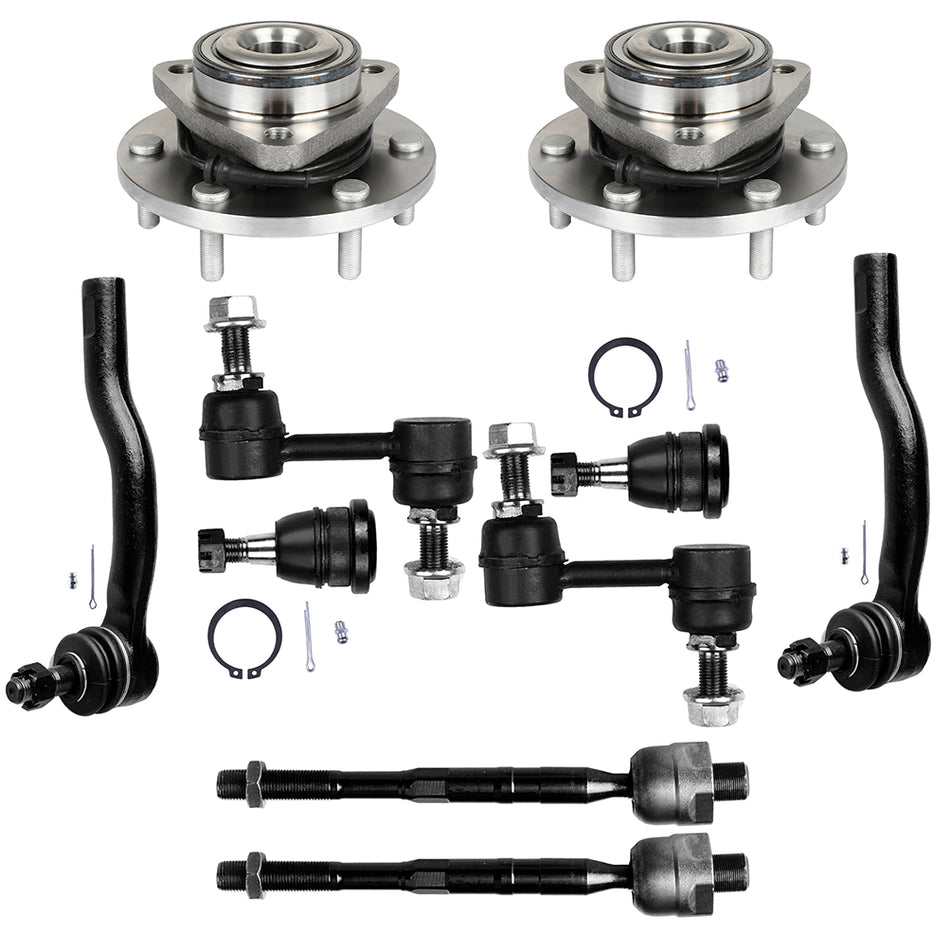 Front Tie Rod Ends Wheel Hub Bearings For 2004-2007 Infiniti QX56 Nissan Titan