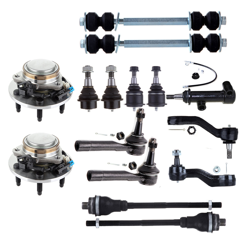 15PCS Front Ball Joint Tie Rod End Wheel Bearning Hub For 2000-2006 GMC Yukon