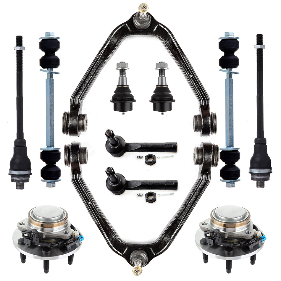 12PCS Front Upper Tie Rod Sway Bar Wheel Bearning Hub For GMC Yukon XL 1500