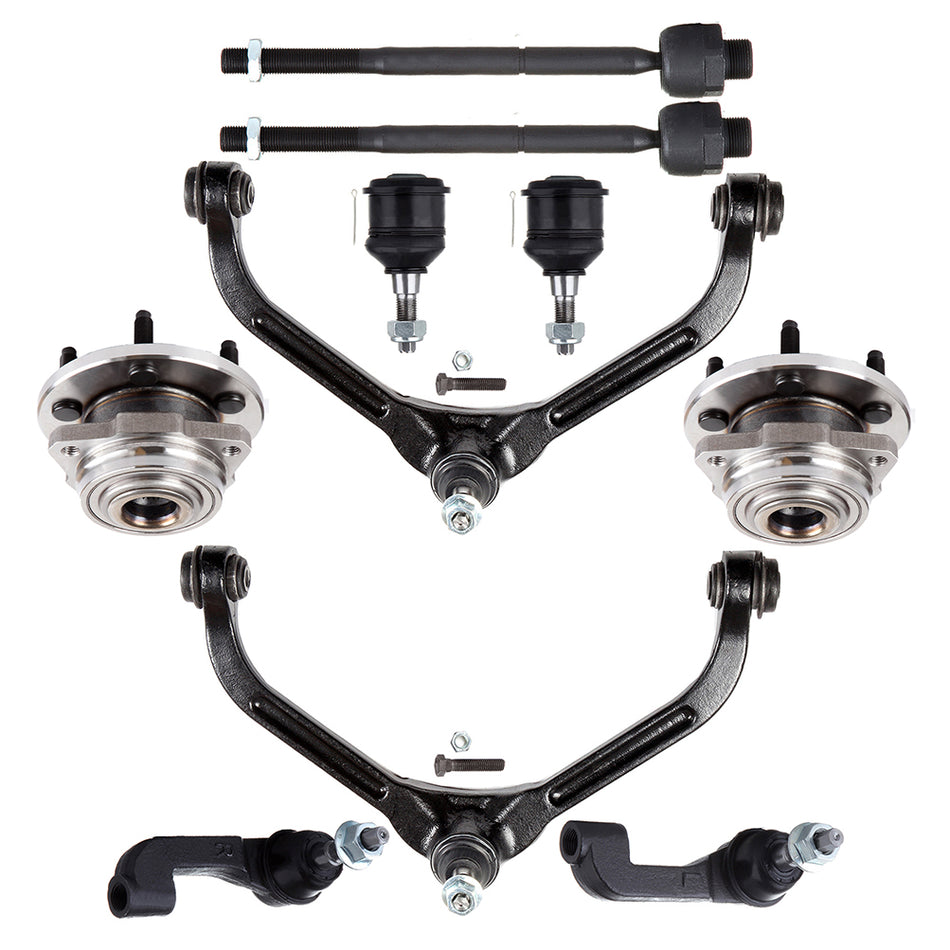 10Pieces Front Control Arm Ball Joint Tie Rod End Kit For 2002-2005 Jeep Liberty