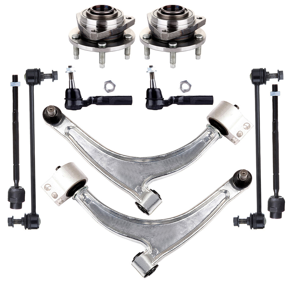 10pc Front Lower Control Arms Wheel Hub Bearings For Chevrolet Malibu Pontiac G6