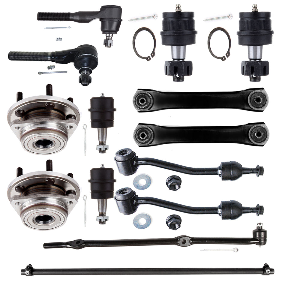 For 2000-2006 Jeep Wrangler 14Pcs Front Control Arm Sway Bar Wheel Bearning Hub