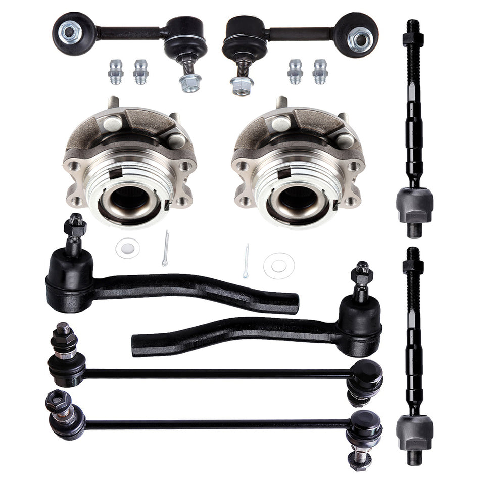 For 2007-2013 Nissan Altima 10Pcs Front Wheel Bearning Hub Sway Bar Tie Rod End
