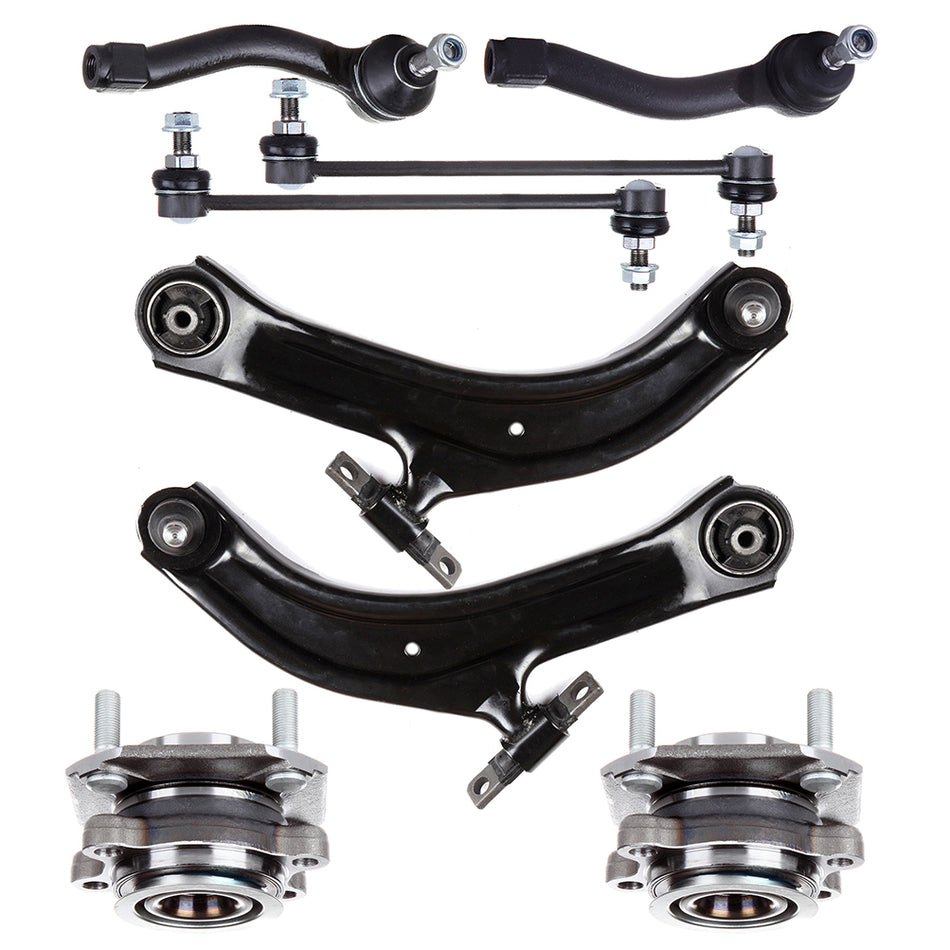 8x Front Control Arm Ball Joint Tie Rod End Sway Bar For 2007-2012 Nissan Sentra