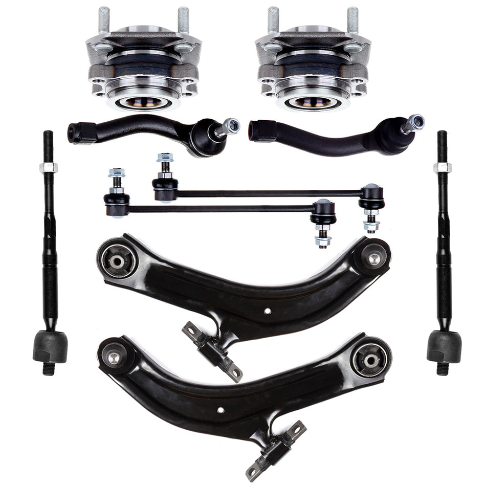 Front Control Arm Ball Joint Tie Rod End Sway Bar For 2007-2012 Nissan Sentra 8Pcs