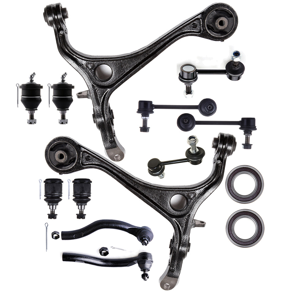 14Pieces Front Control Arm Tie Rod End Wheel Bearning For 2003-2007 Honda Accord