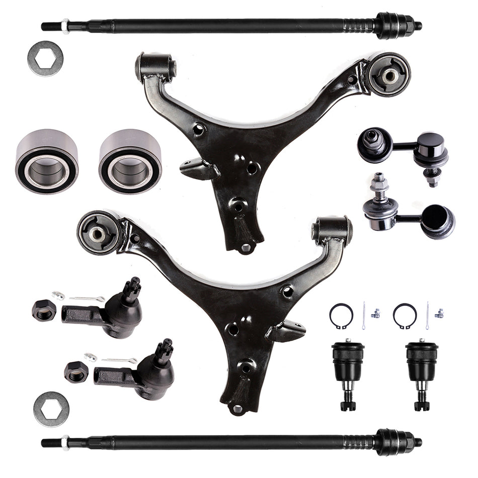 Front Lower Control Arms Tie Rod Ends Wheel Hub Bearing For 2002-2004 Honda CR-V