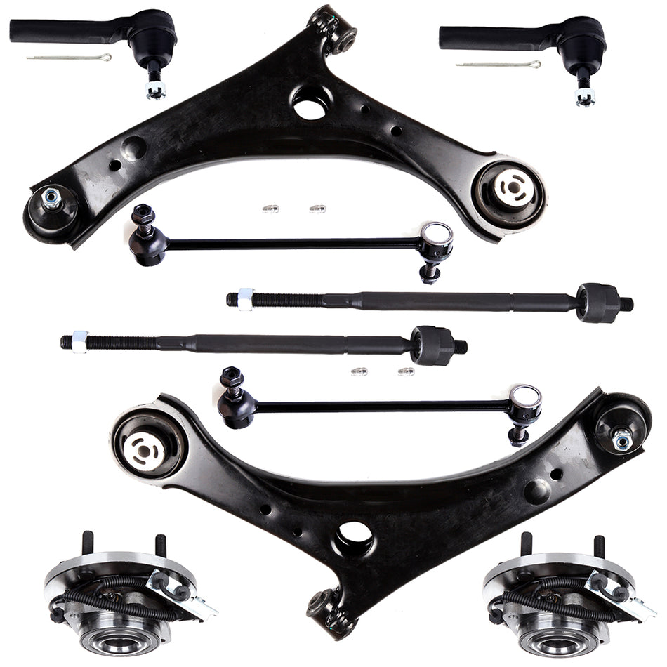 10Pcs Front Control Arm Ball Joint Tie Rod End For 08-16 Chrysler Town & Country