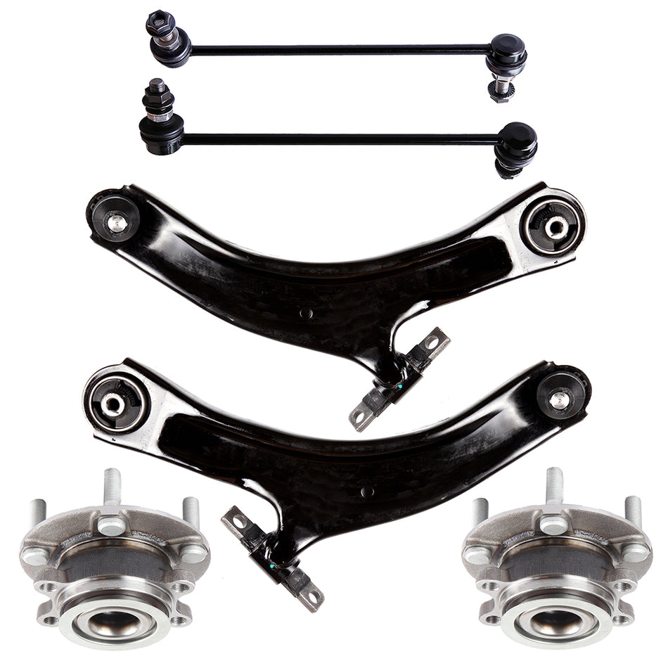 6PCS Control Arm Ball Joint Sway Bar Wheel Bearning Hub For 2008-13 Nissan Rogue