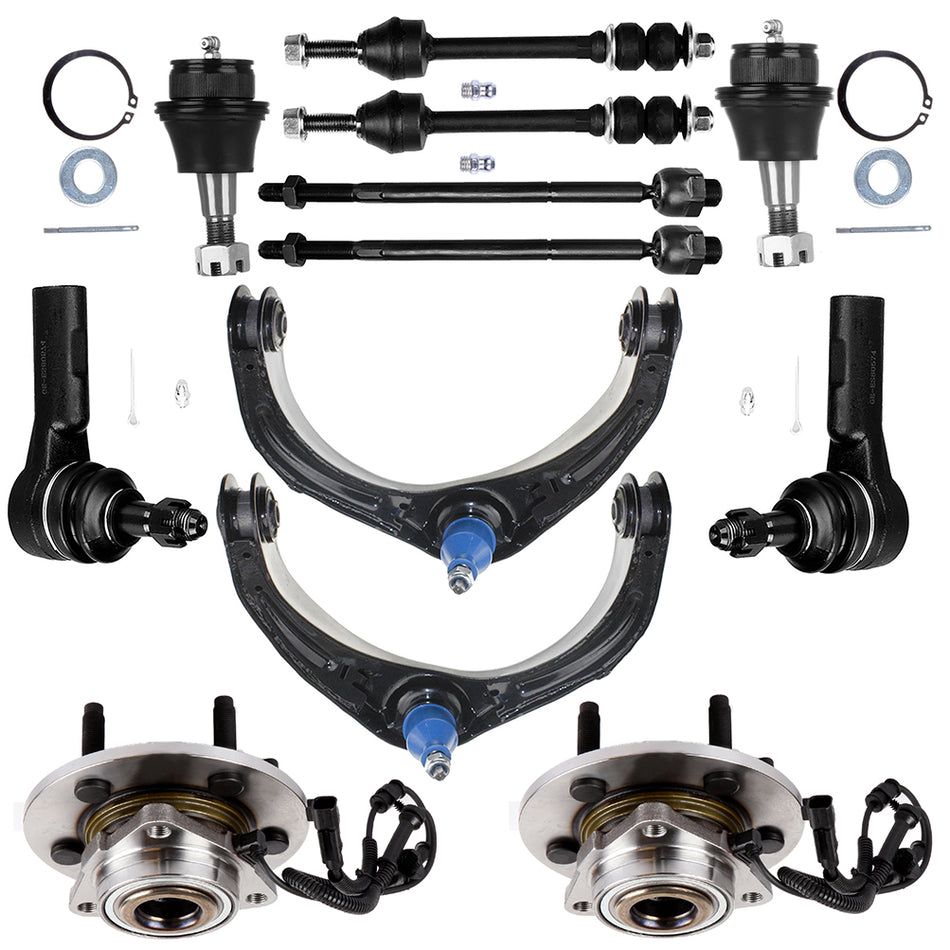 For 06-08 Dodge Ram 1500 12Pcs Front Control Arm Tie Rod End Wheel Bearning Hub