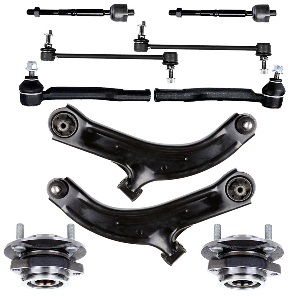 Front Lower Control Arms Sway Bars Wheel Hub Bearings For 2007-2011 Nissan Versa