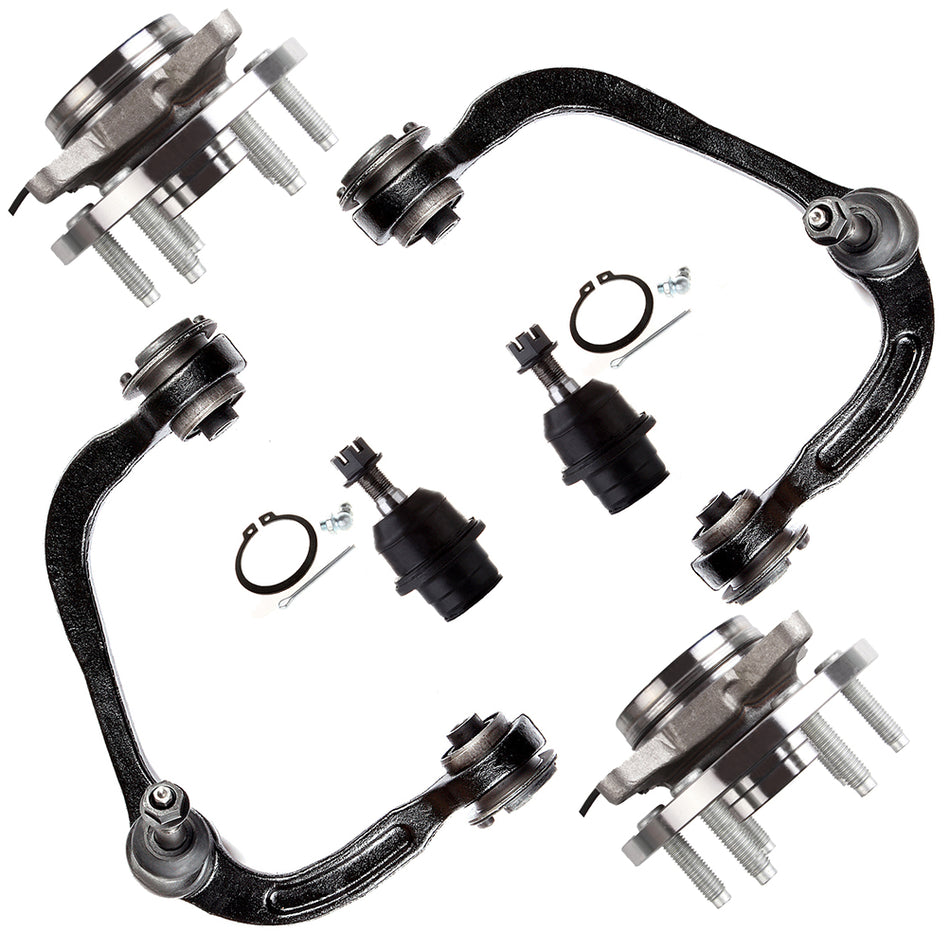 6x Front Control Arm Ball Joint Wheel Bearning Hub For 2007-2012 Ford Expedition
