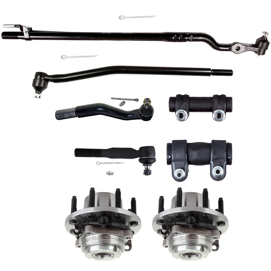 For 99-04 Ford F-250 F-350 Super Duty 8Pcs Front Wheel Bearning Hub Tie Rod End