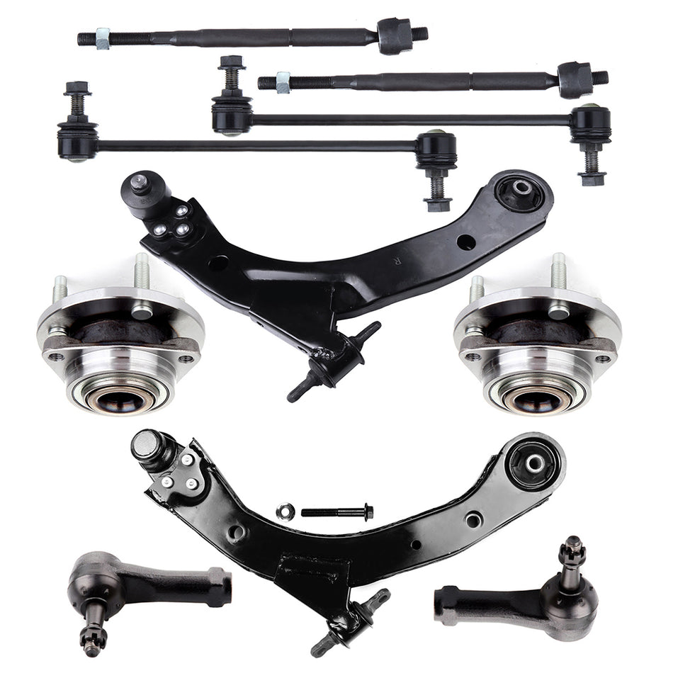 10x Control Arm Ball Joint Tie Rod End Wheel Bearning Hub For 03-07 Saturn Ion