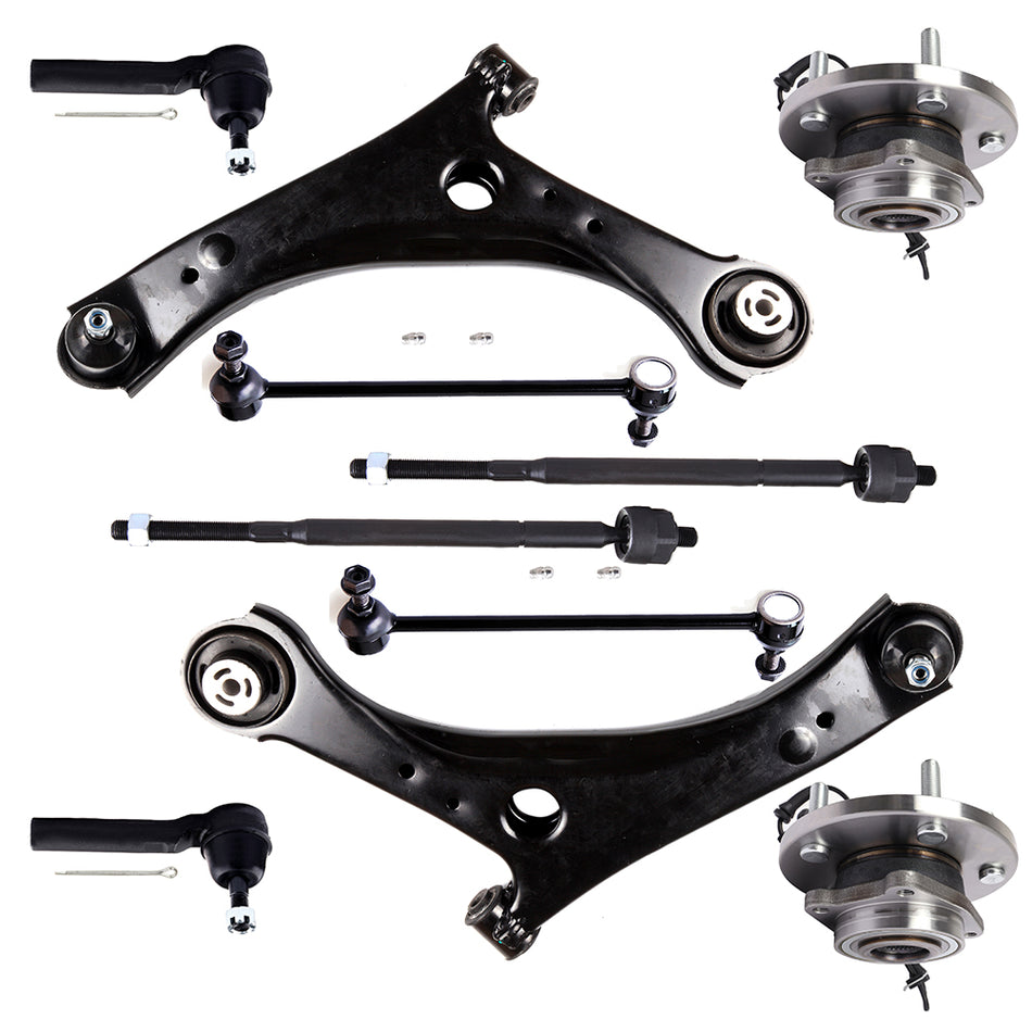 10Pcs Front Control Arm Tie Rod End Sway Bar For 2008-2017 Dodge Grand Caravan