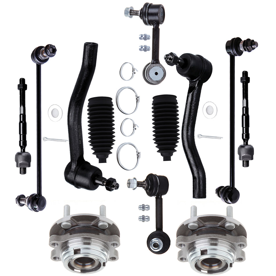 For 2007-2013 Nissan Altima 12 Pcs Front Steering Tie Rod Sway Bar & Wheel Hub
