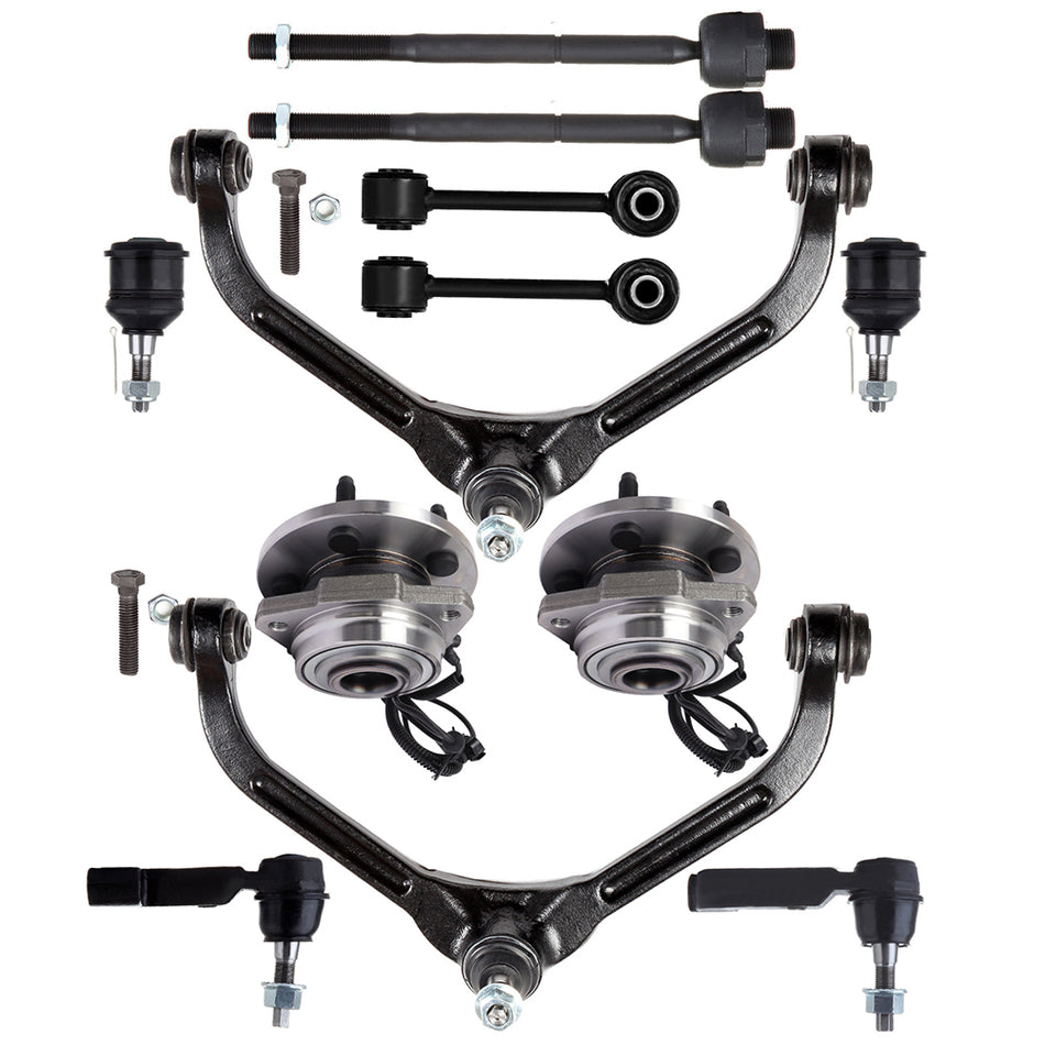 Front Upper Control Arms Tie Rods Wheel Hub Bearings For 2002-2004 Jeep Liberty