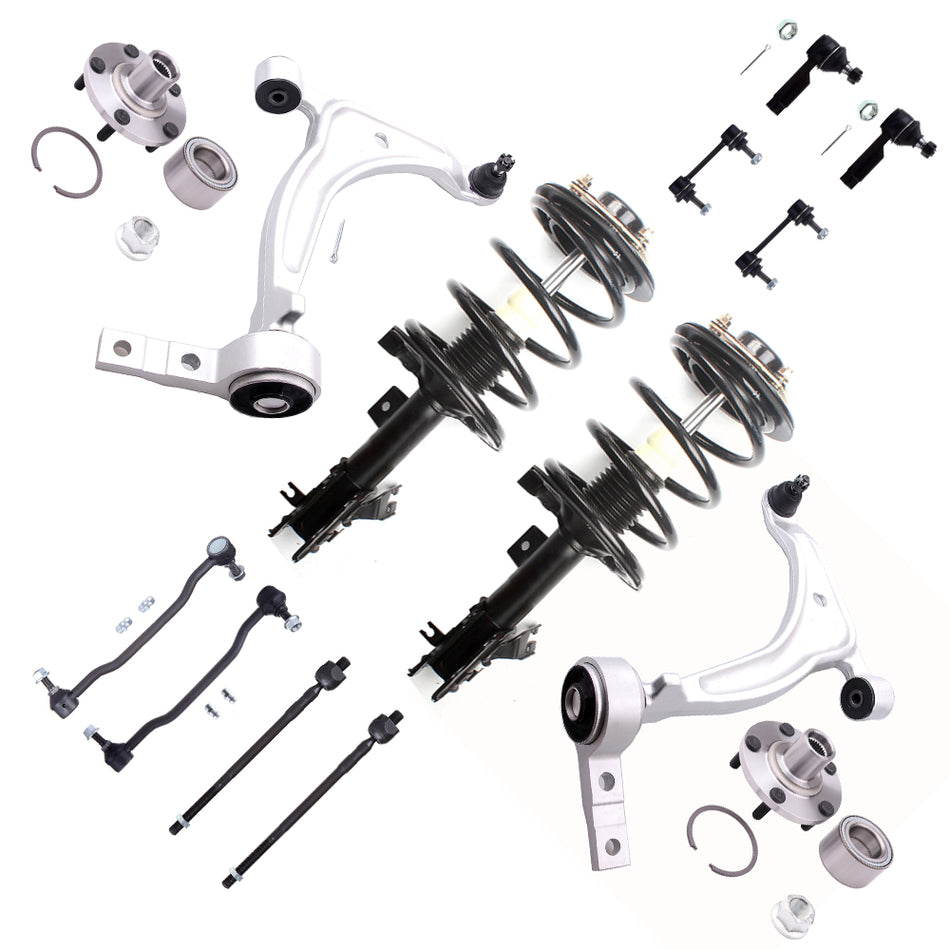 For 2004-08 Nissan Maxima Front Control Arms Struts Sway Bars Wheel Hubs TieRods