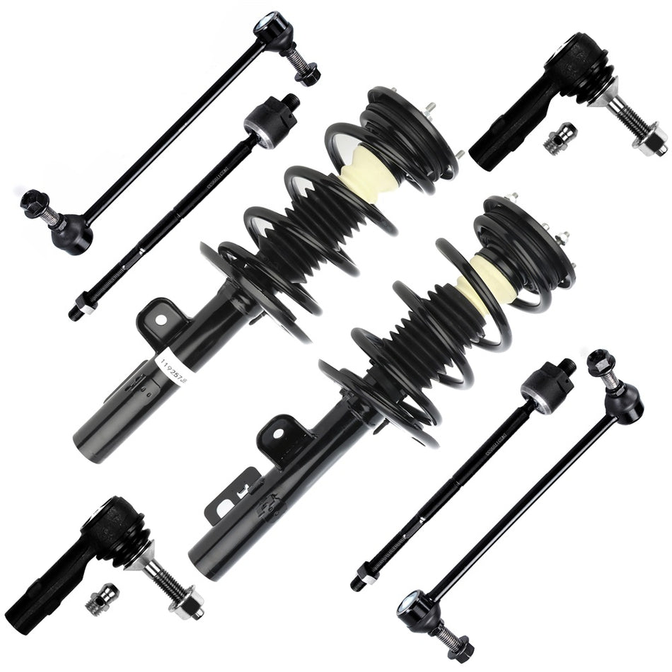 8PC Front Spring Struts Sway Bars Outer Tie Rod Kit For FORD FLEX 2011-2012