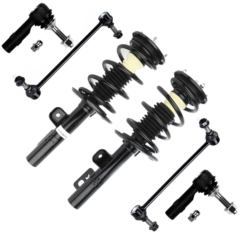 Front Struts For 2010 2011 2012 Ford Flex withSprings Sway Bars Outer Tie Rod Kit