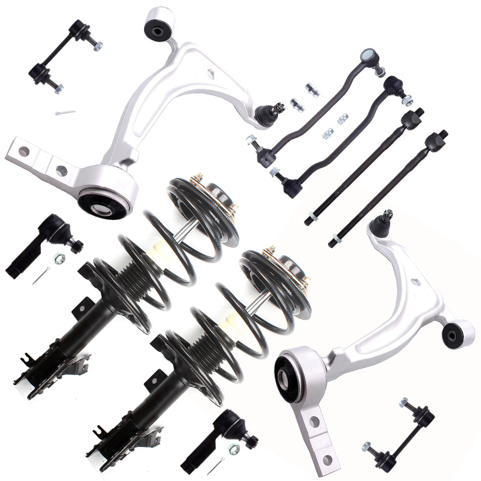 Fits 04-2008 Nissan Maxima Front Struts & Control Arms & Sway Bars & Tie Rod Kit