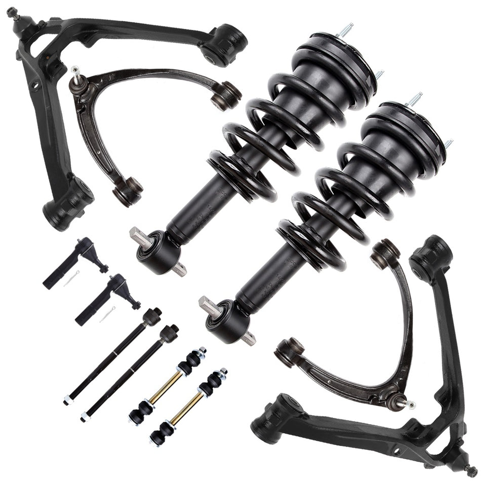 For 08-13 Silverado Sierra 1500 Front Struts Control Arms Tierods Sway Bar 12pcs